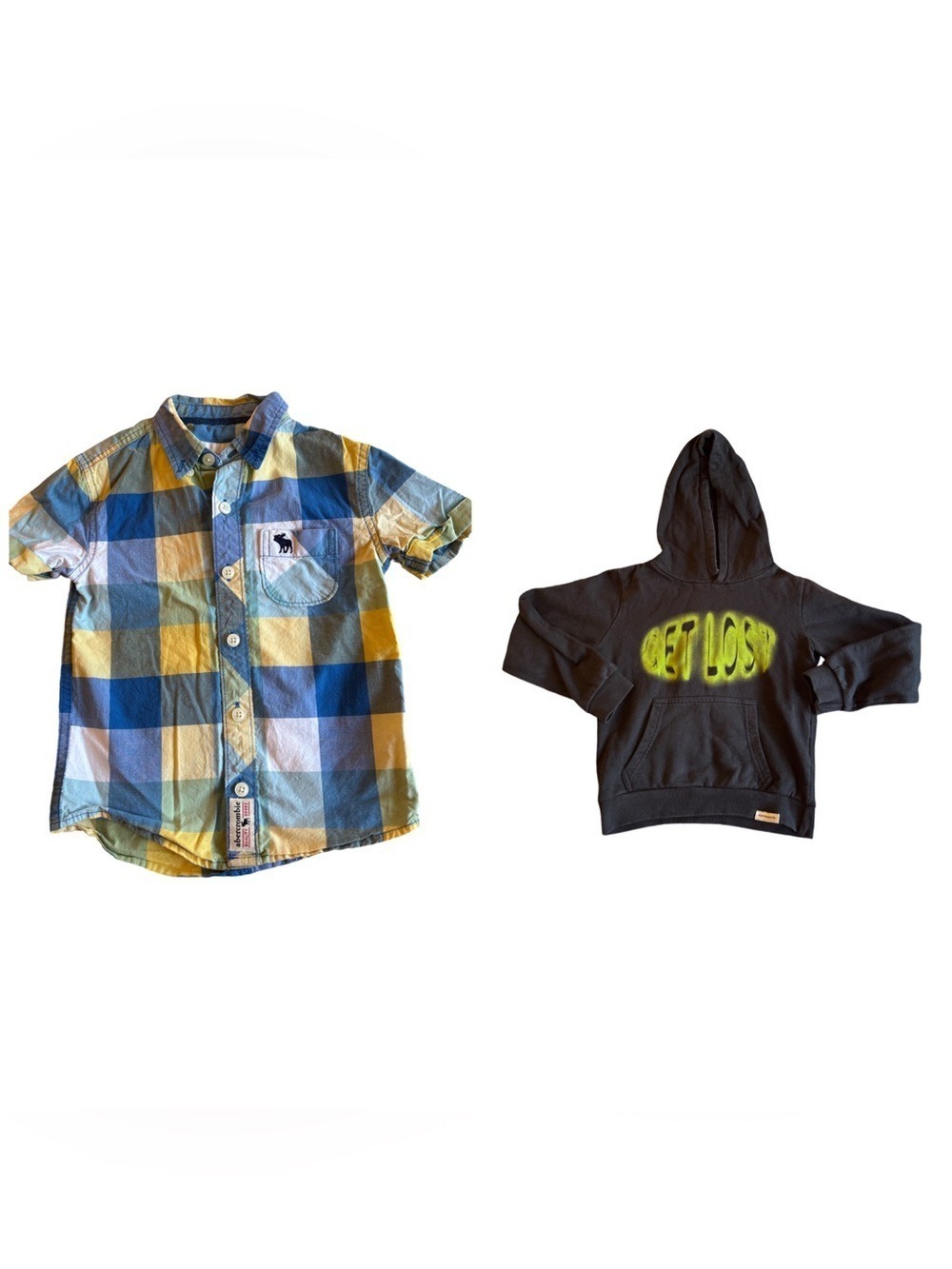 Abercrombie Kids Plaid Shirt & Elevenparis Black Hoodie Set